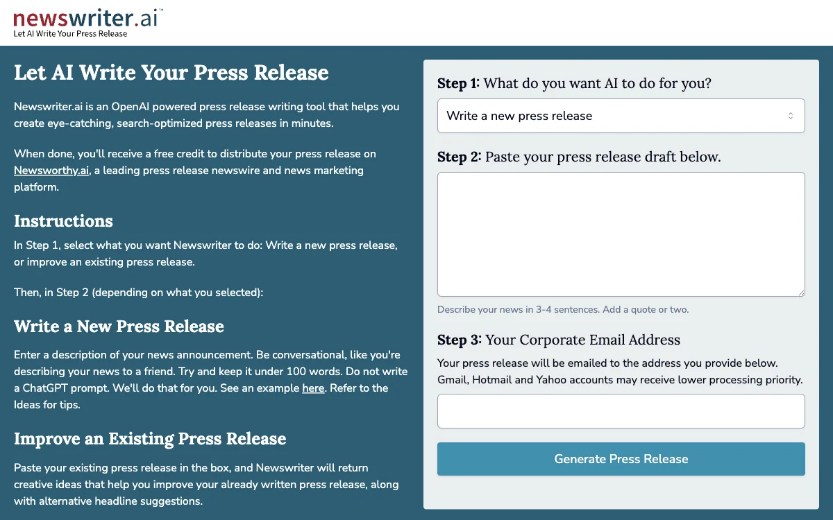 Newswriter.ai: Your AI-Powered Press Release Writing Solution