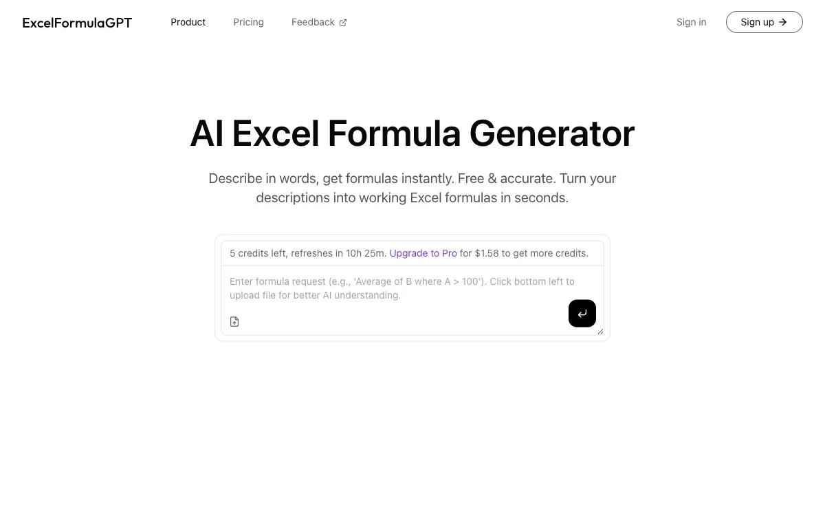 ExcelFormulaGPT: Generatore di Formule Excel AI - Rapido e Preciso