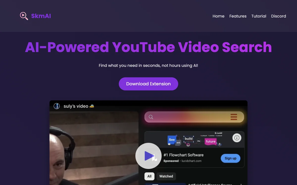 SkmAI - Công cụ tìm kiếm video YouTube được hỗ trợ bởi AI