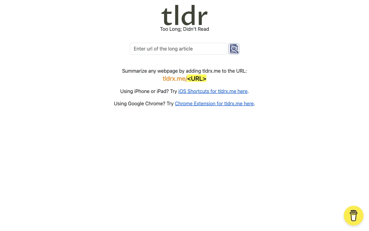 tldrx.me: AI-Powered Summarizer for Quick Article Summaries