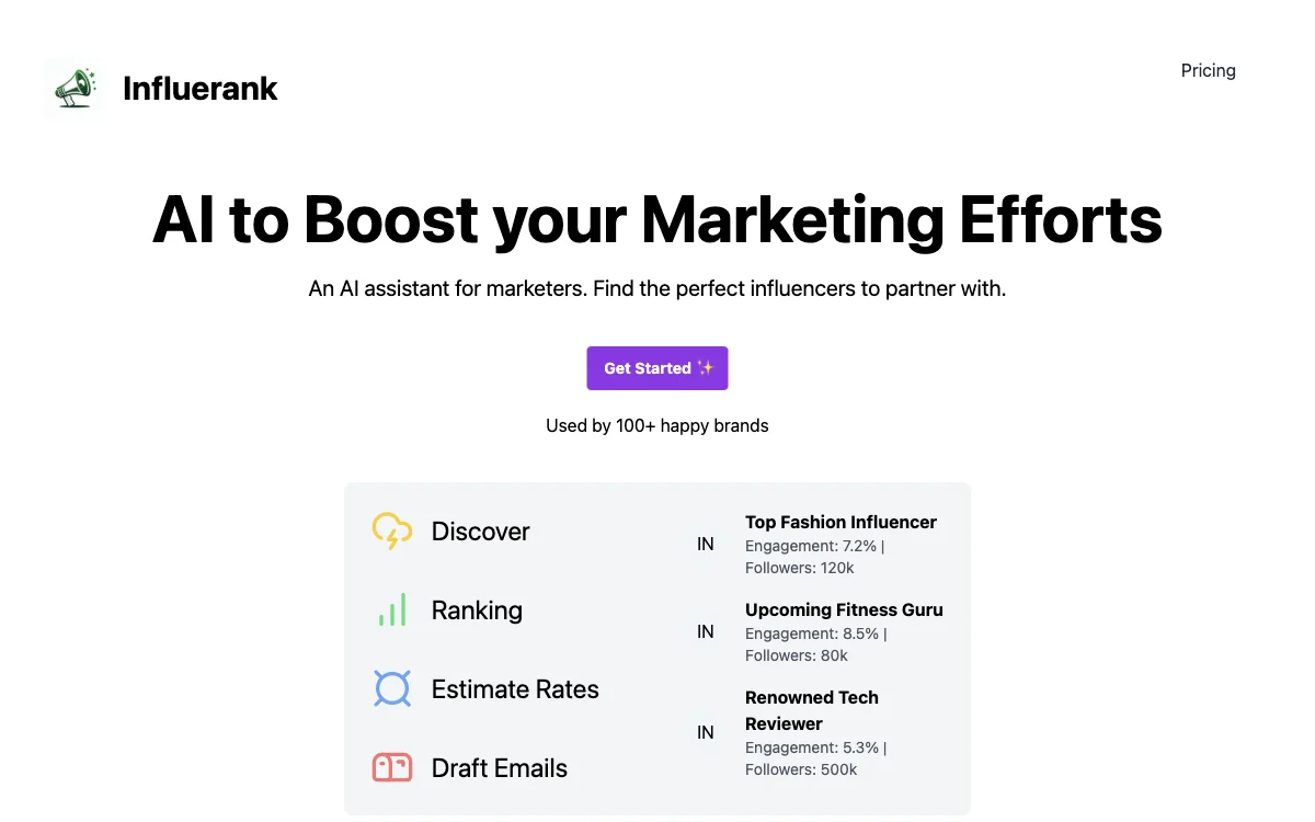 Influerank: AI-Powered Marketing Assistant to Find Ideal Influencers