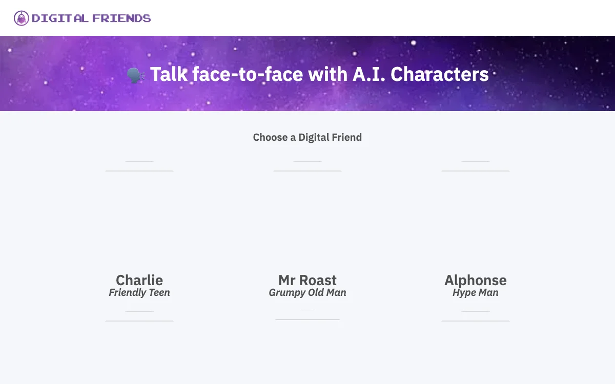 Digital Friends: Talk Face-to-Face with AI Characters for All Your Needs