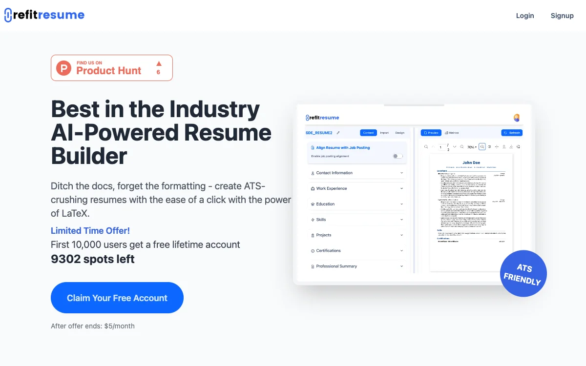 AI 驱动的 Refit Resume 助您轻松打造优质简历