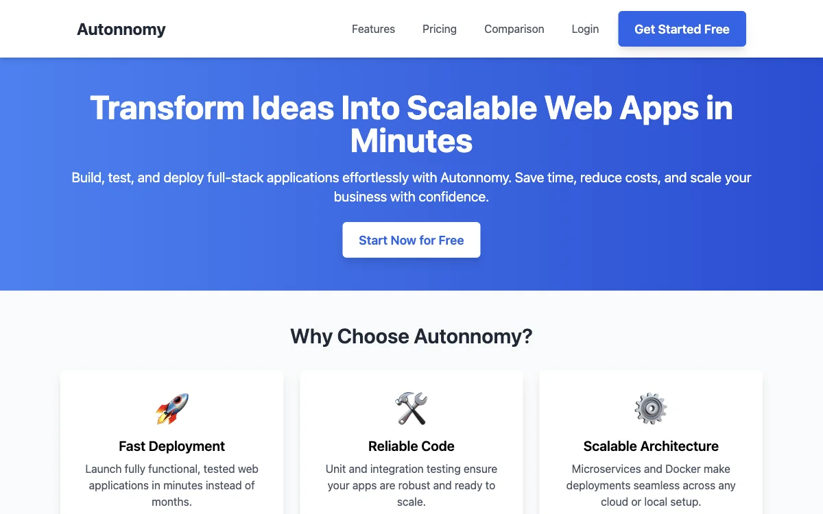 Autonnomy: The AI-Powered Solution for Swift Web App Building