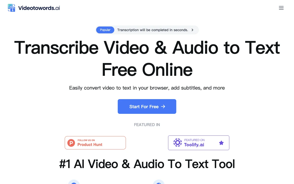 VideoToWords.ai: The Ultimate AI-Powered Audio & Video to Text Transcription Tool