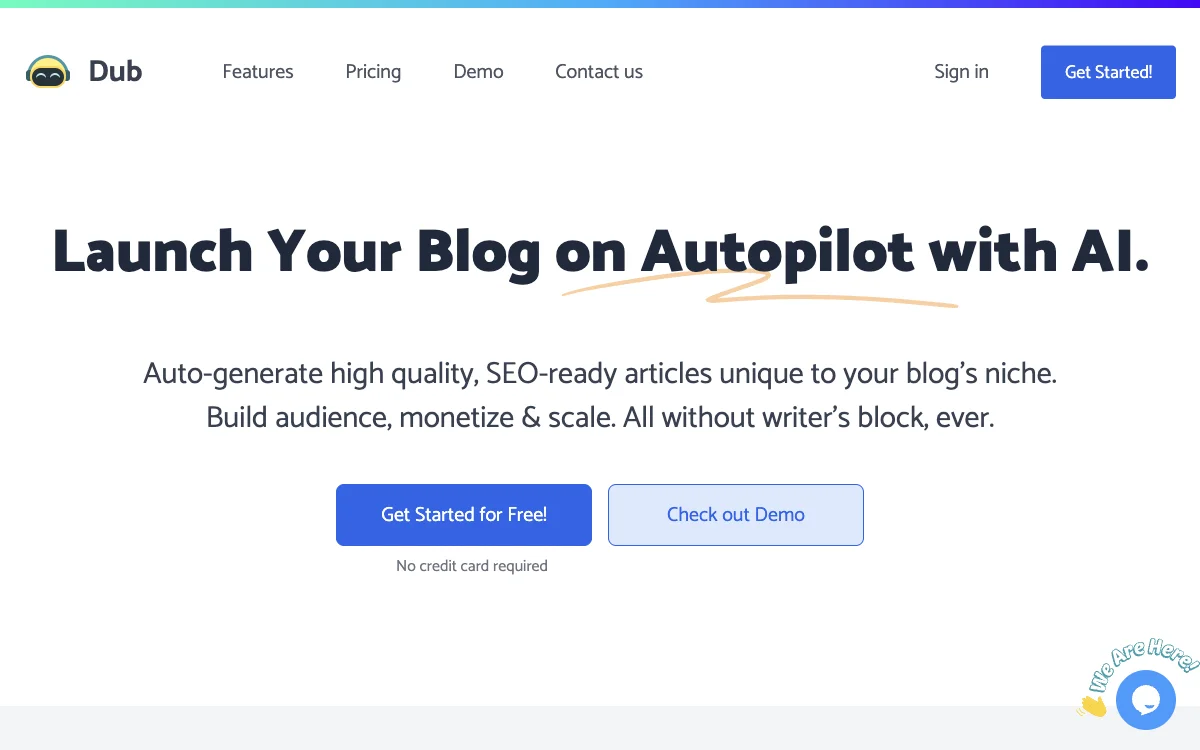 Dub: AI-Powered Blogging Tool for Automated Content and Monetization