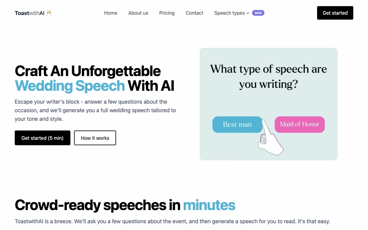 ToastwithAI: Generate Perfect Wedding Speeches with AI