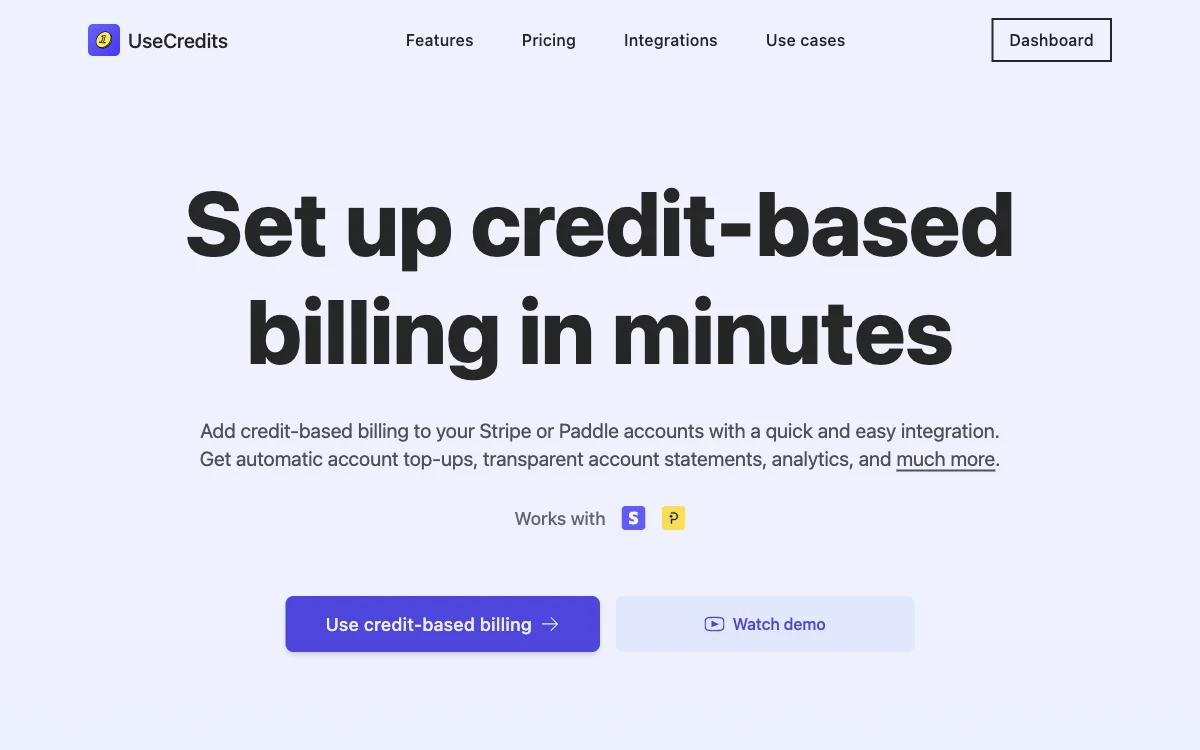 UseCredits - Simplify Credit-Based Billing