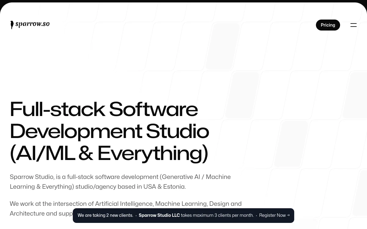 Sparrow Studio: AI-Powered Full Stack Software Development