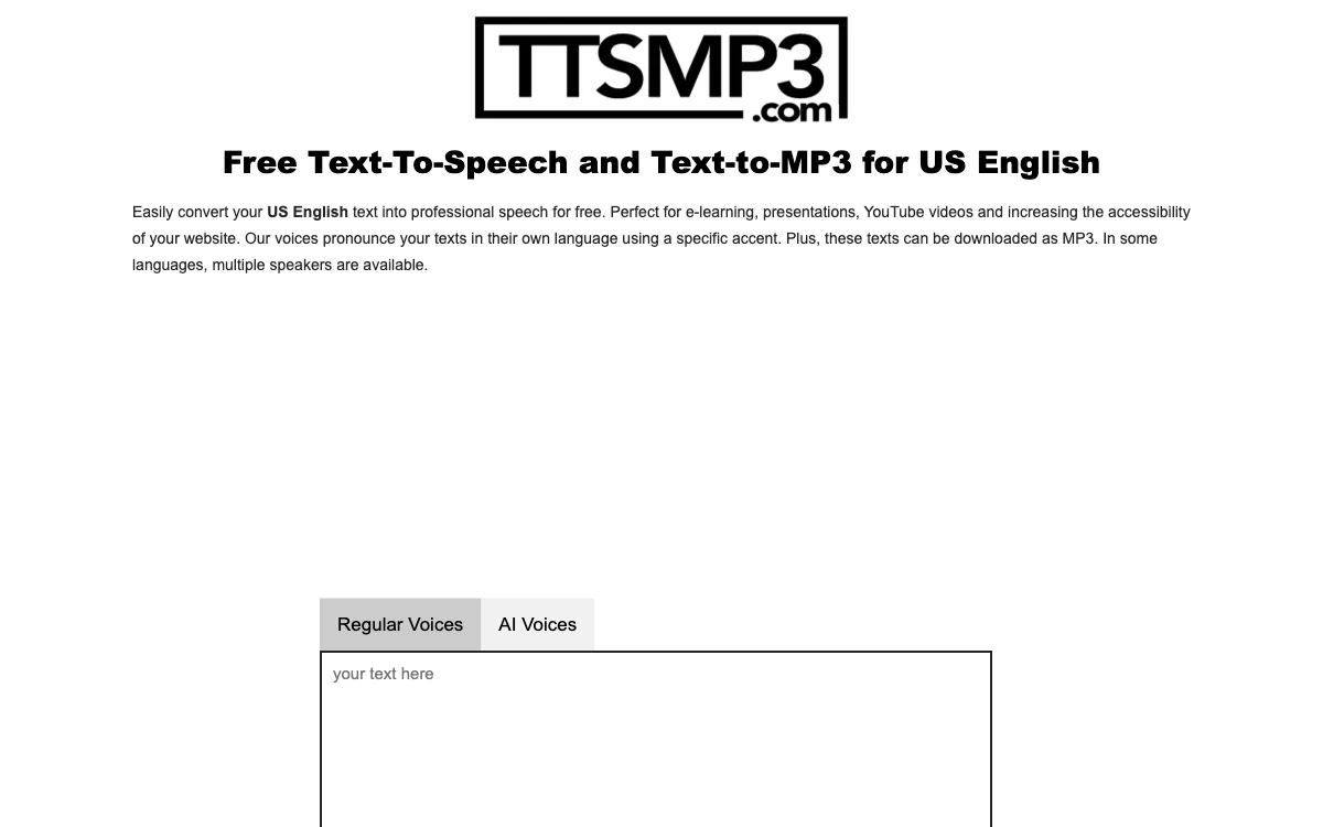 Free Text-To-Speech & MP3 Download with ttsMP3.com