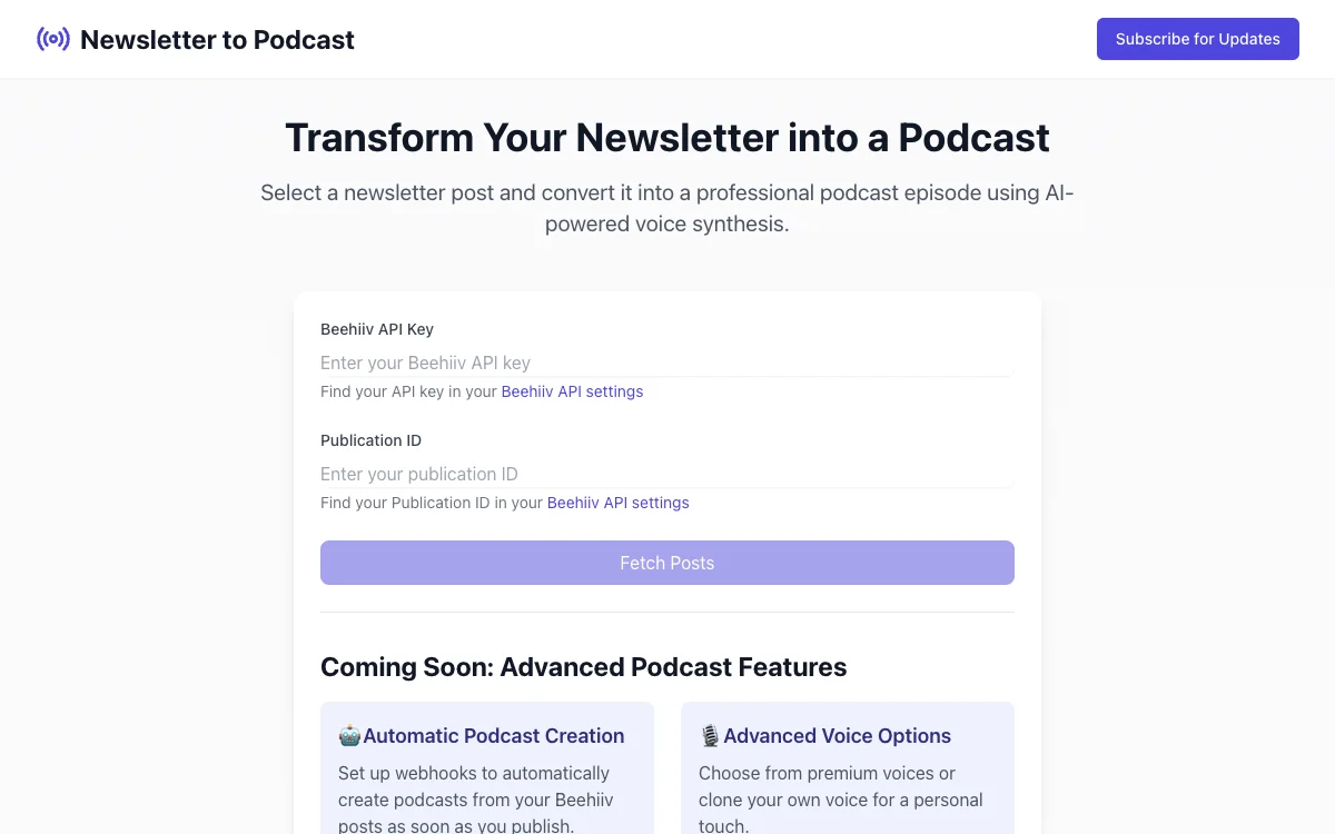 Transform Your Newsletter into a Podcast with Newsletter2Podcast