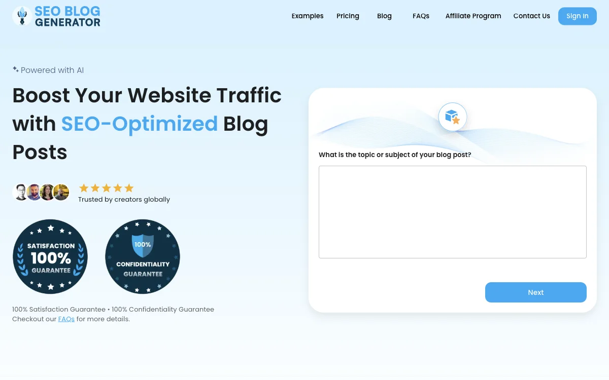 SEO Blog Generator: Boost Website Traffic with AI-Powered Blog Posts