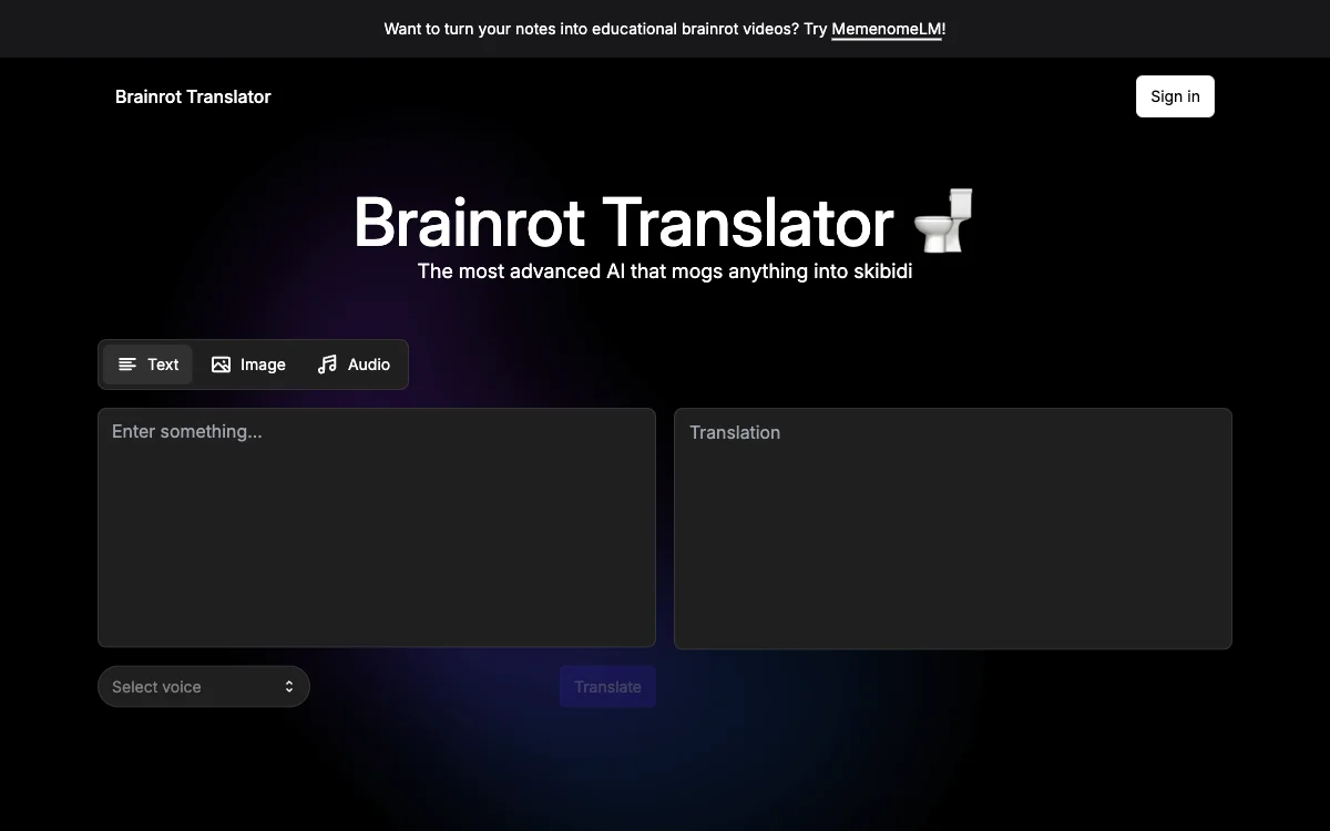 MemenomeLM - Brainrot Translator: Transforming Notes into Engaging Brainrot Videos