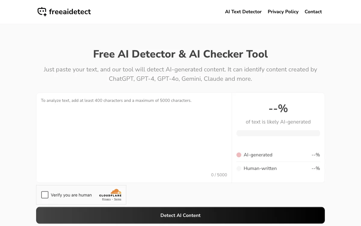 免费无限制的Free AI Detector & AI Checker：检测AI生成内容的利器