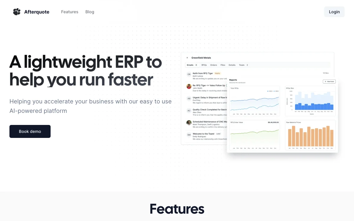 Afterquote: AI-Powered ERP for Faster Business Operations