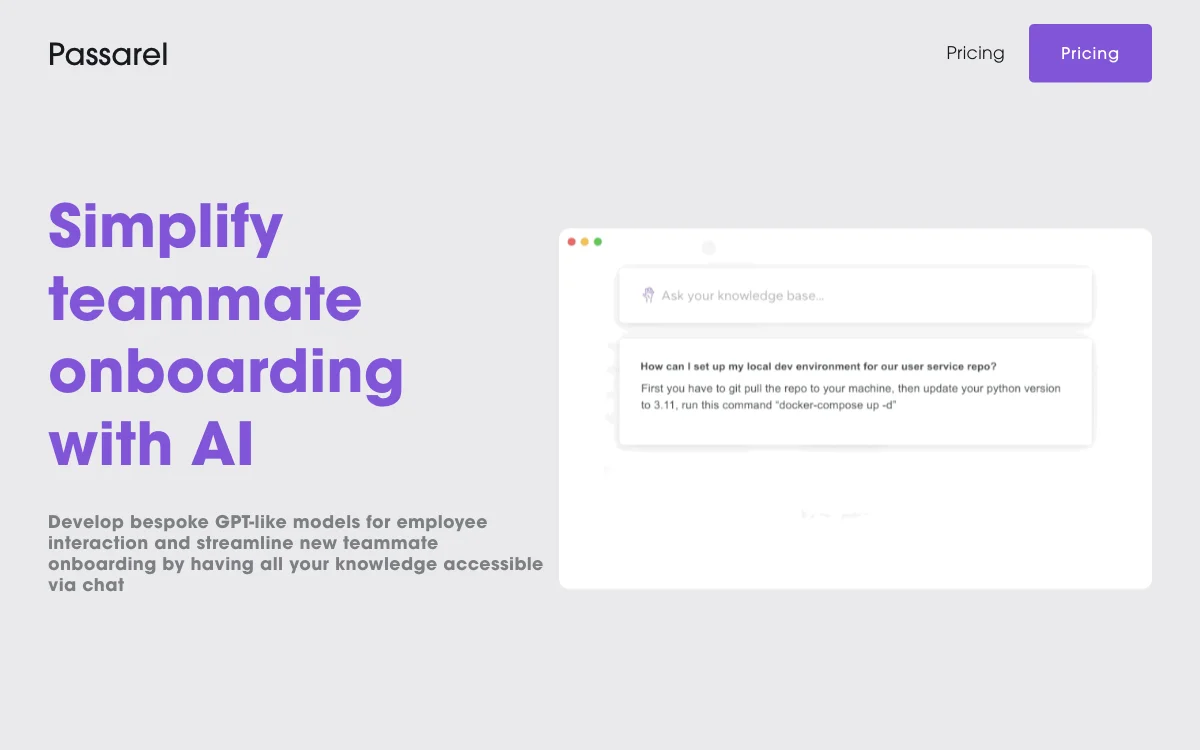 Passarel: Simplify Teammate Onboarding with AI