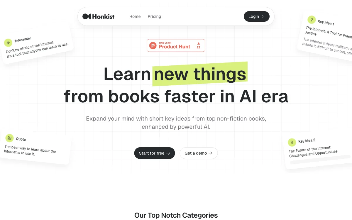 Honkist - Unlock Quick Book Insights with AI