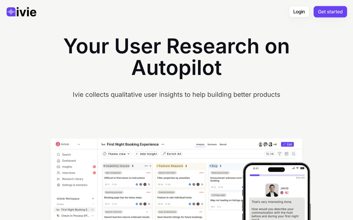 Ivie: Your AI-Powered User Research Companion for Actionable Insights