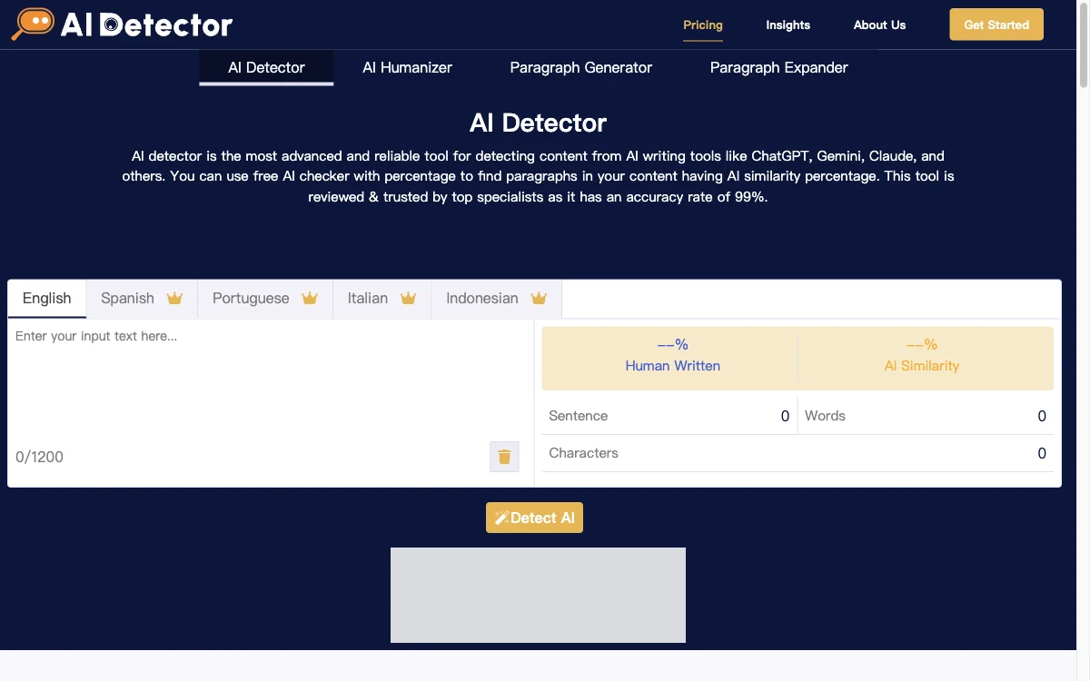 AI Detector - Kiểm Tra AI Với Tỷ Lệ Phần Trăm