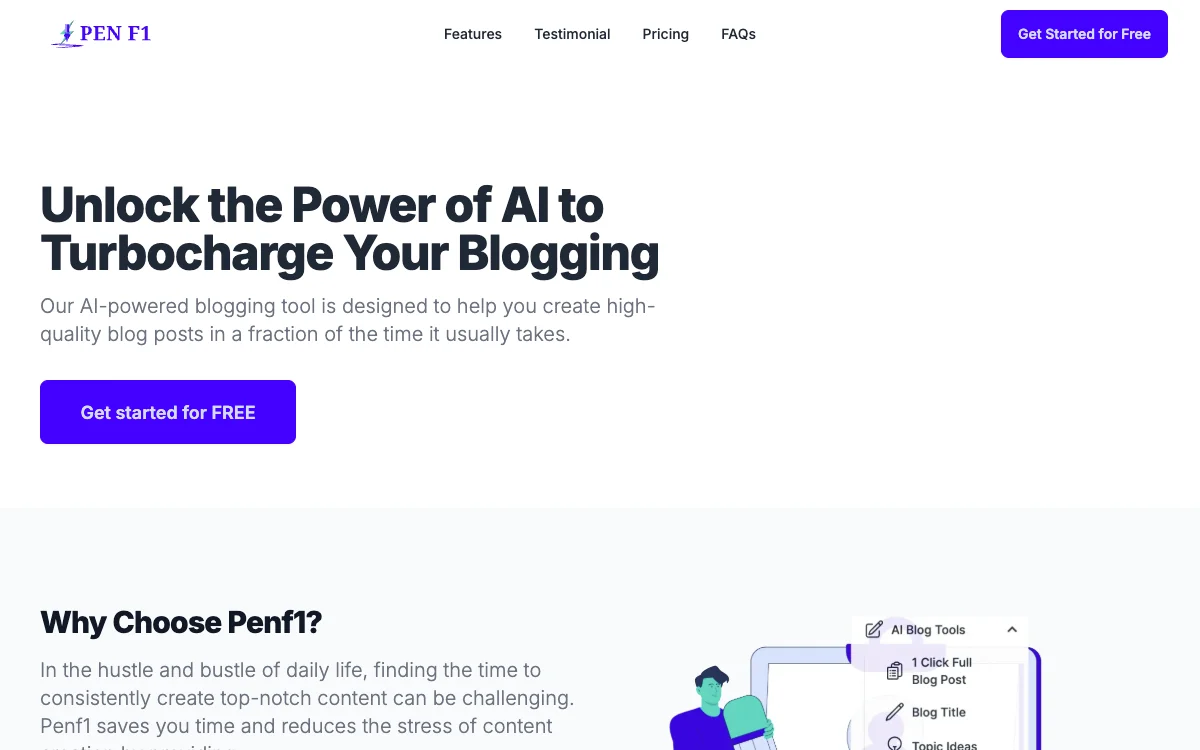 Penf1: Your AI-Powered Blogging Assistant for Faster Writing and Growing Audiences