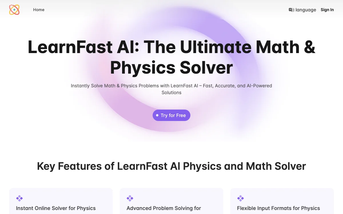 LearnFast AI：由先进AI驱动的数学和物理终极解决工具