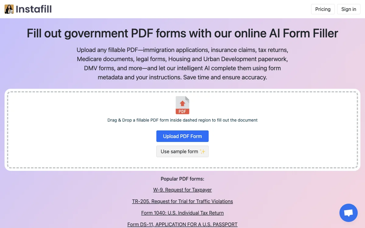 Instafill.ai - Effortlessly Fill PDF Forms with AI and Save Time