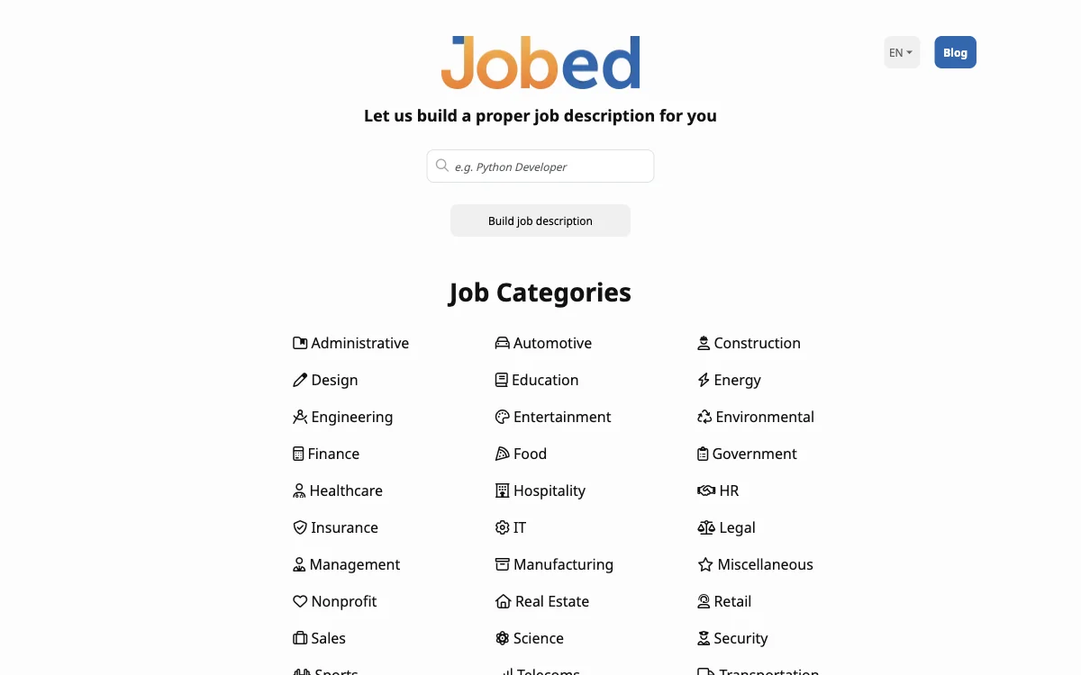 Jobed: AI-powered Job Description Generator - Simplify Your Hiring Process