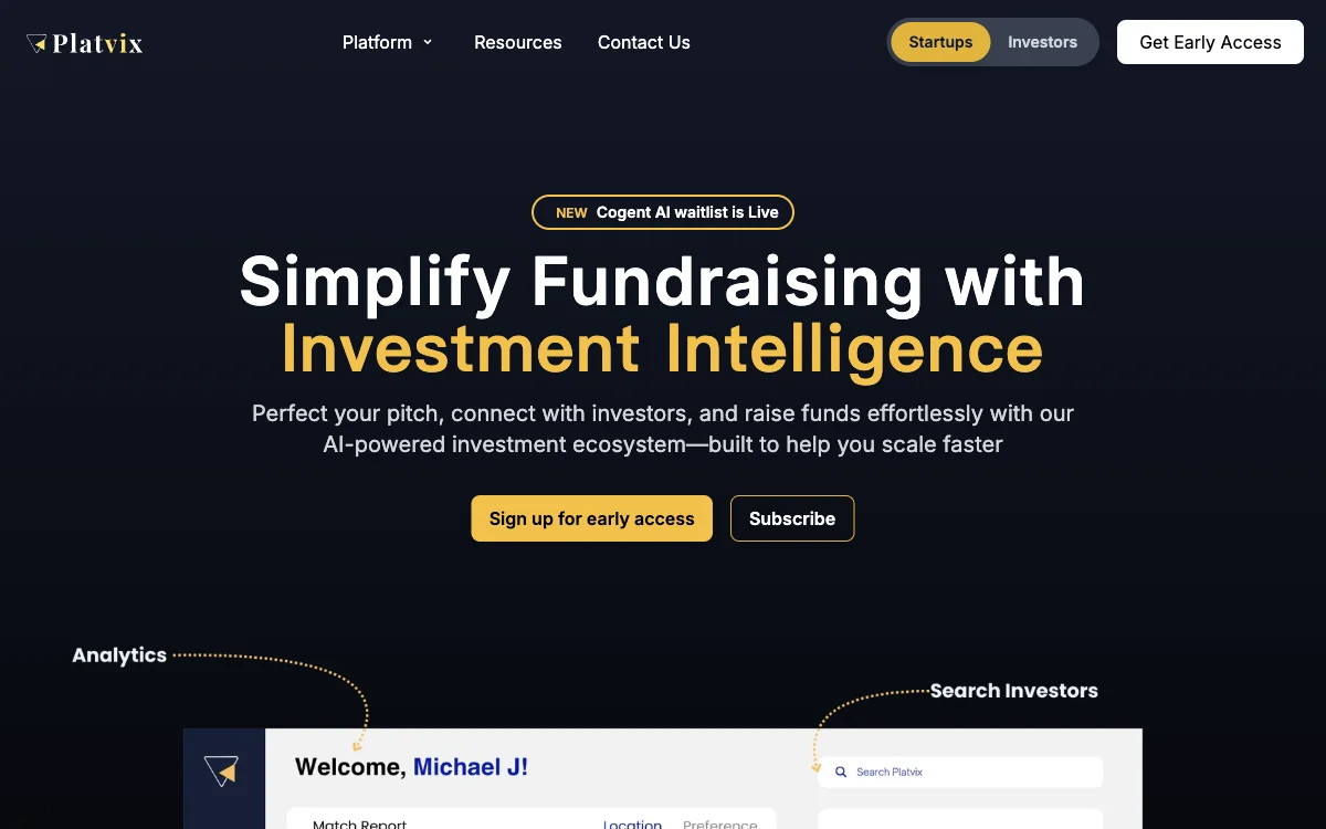 Platvix: AI-Powered Investment Intelligence for Faster Fundraising