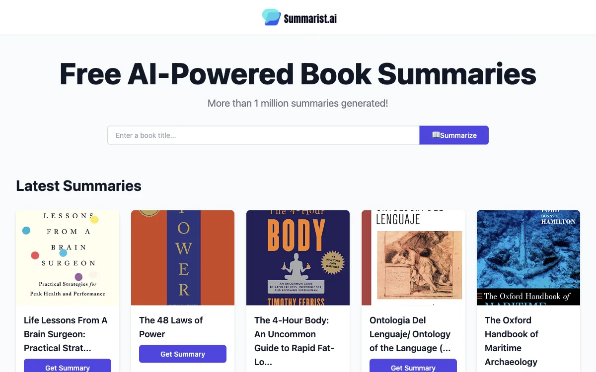 Summarist.ai: Free AI-Powered Book Summaries for Discovery, Learning & Growth