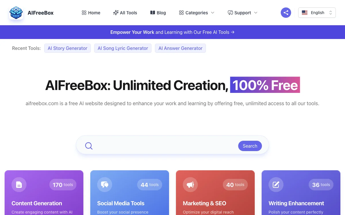 AIFreeBox - 免费AI工具，激发您的创造力