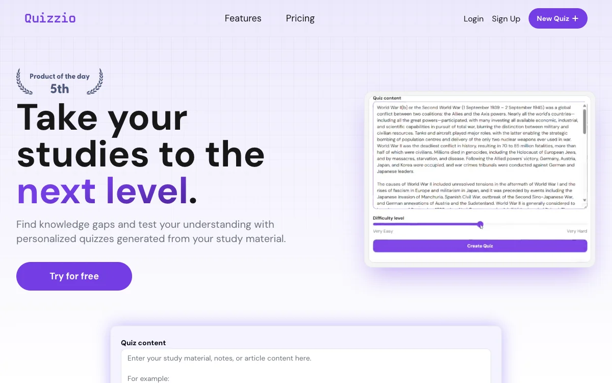 Quizzio: Revolutionize Your Learning with AI Quizzes