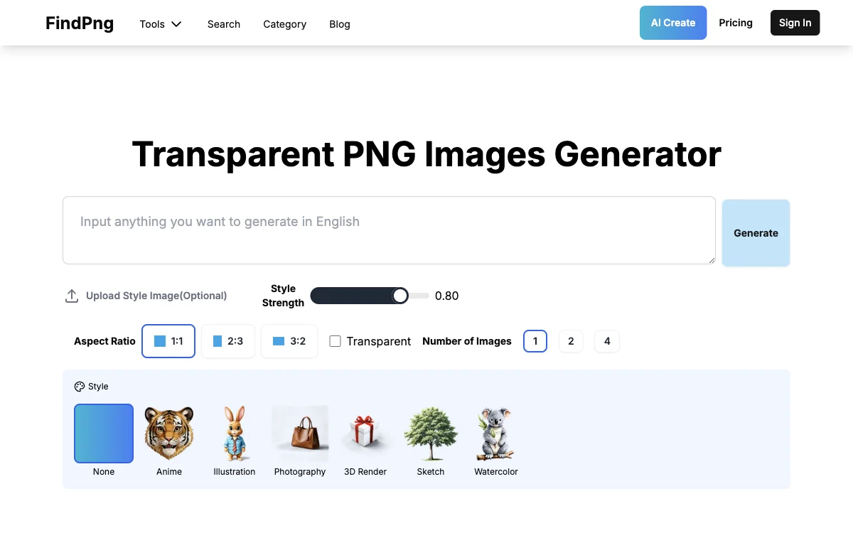 FindPng：免费在线AI Png制作器与背景移除工具