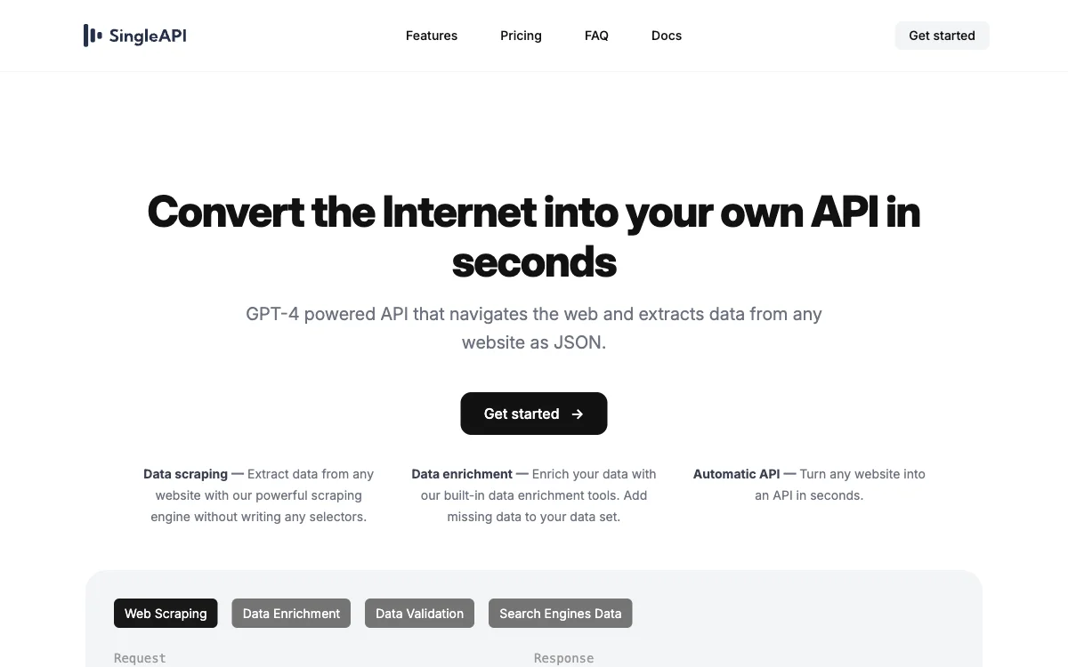 SingleAPI: Transform Websites into APIs Instantly