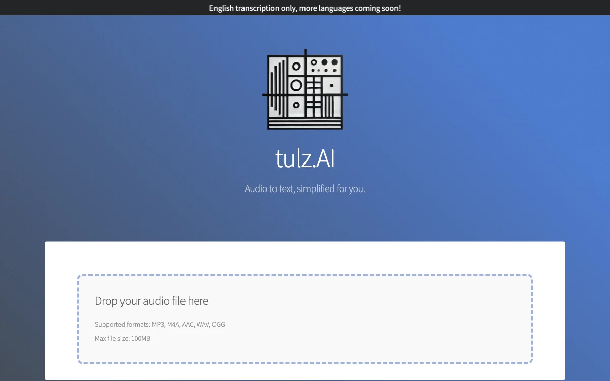 tulz.AI: Transcribing Audio with AI Precision