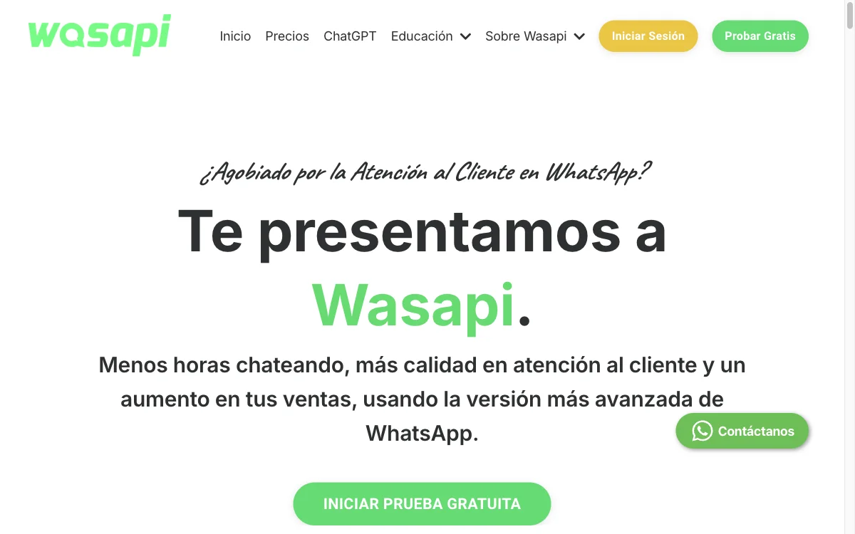 Wasapi | 使用AI在WhatsApp上管理、销售和自动化