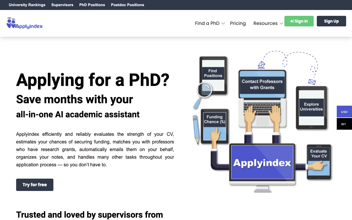 Applyindex: Your All-in-one AI Academic Assistant for Streamlined PhD Applications