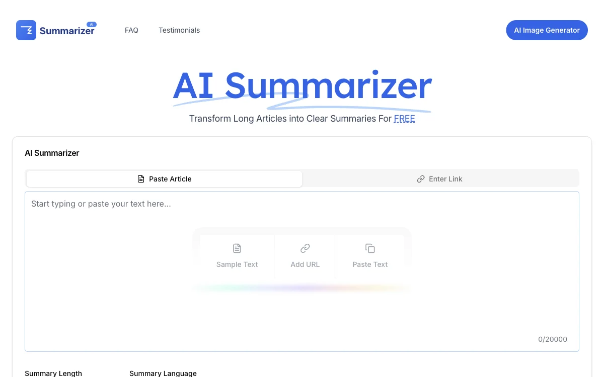 AI Summarizer: Transform Long Articles into Clear Summaries