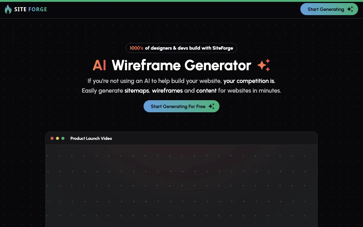 SiteForge AI Wireframe Generator：助力高效打造优质网站