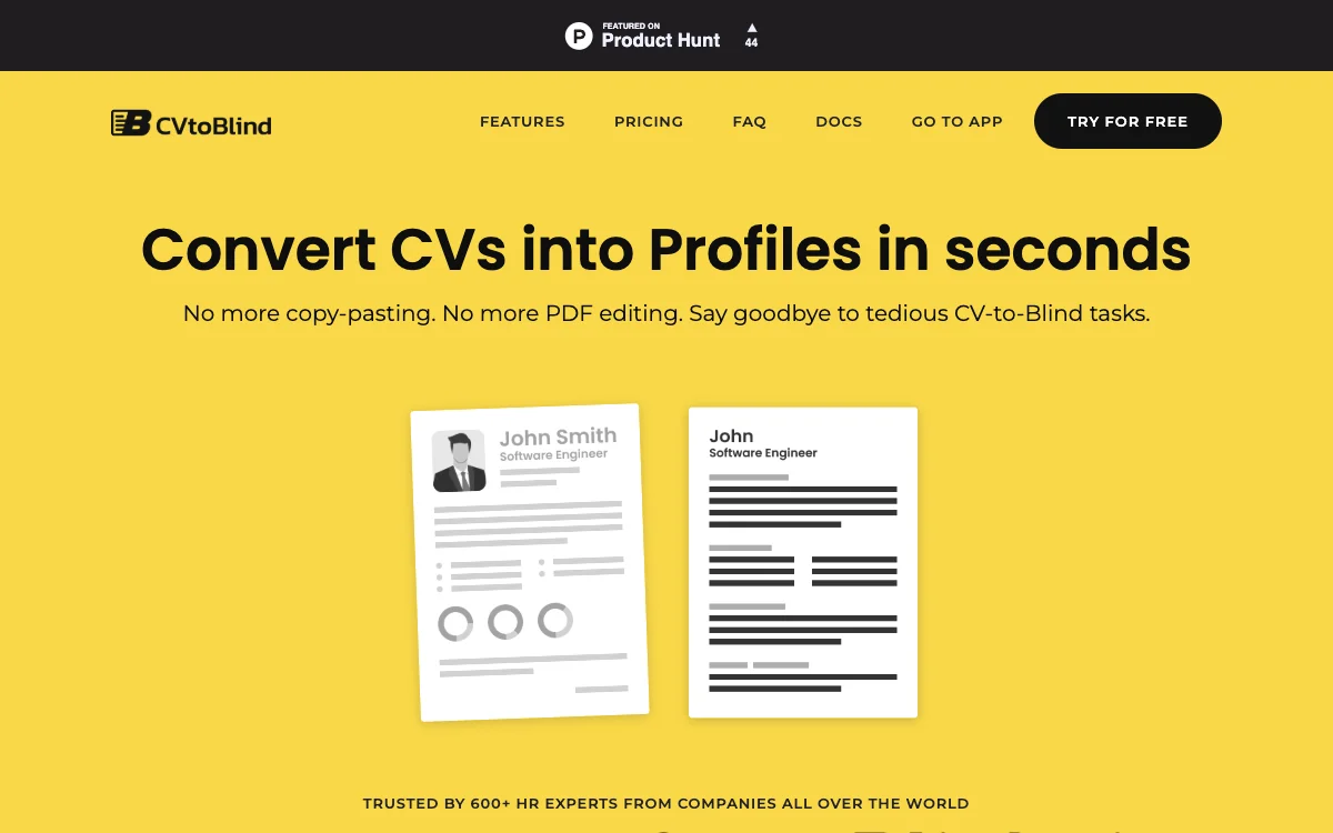CVtoBlind：秒速将CV转换为Profiles，助力招聘工作高效开展