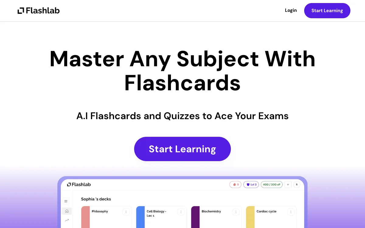 A.I Flashcards & Quizzes với Flashlab.io - Học thông minh hơn