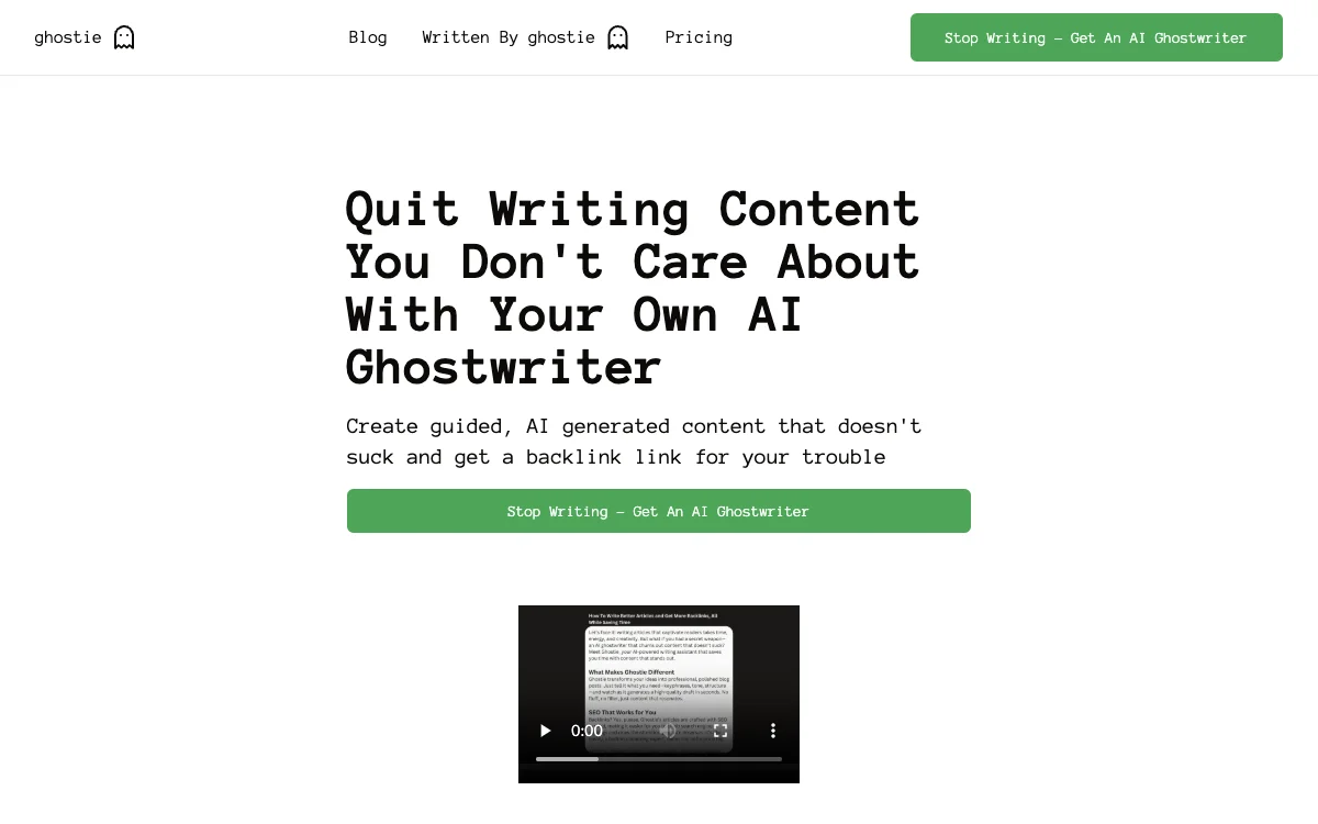 Stop Writing With An AI Ghostwriter | ghostie - Tạo Nội Dung Mạnh Mẽ Dễ Dàng Với ghostie