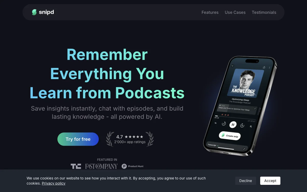 Snipd: The AI-Powered Podcast Learning Tool for Remembering Insights