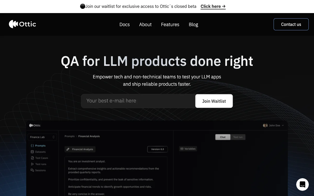 Ottic: Accelerating LLM App Development with AI-Powered QA