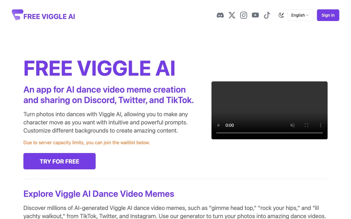 FreeViggleAI: Генератор видео-мемов с танцами на основе ИИ от FreeViggleAI