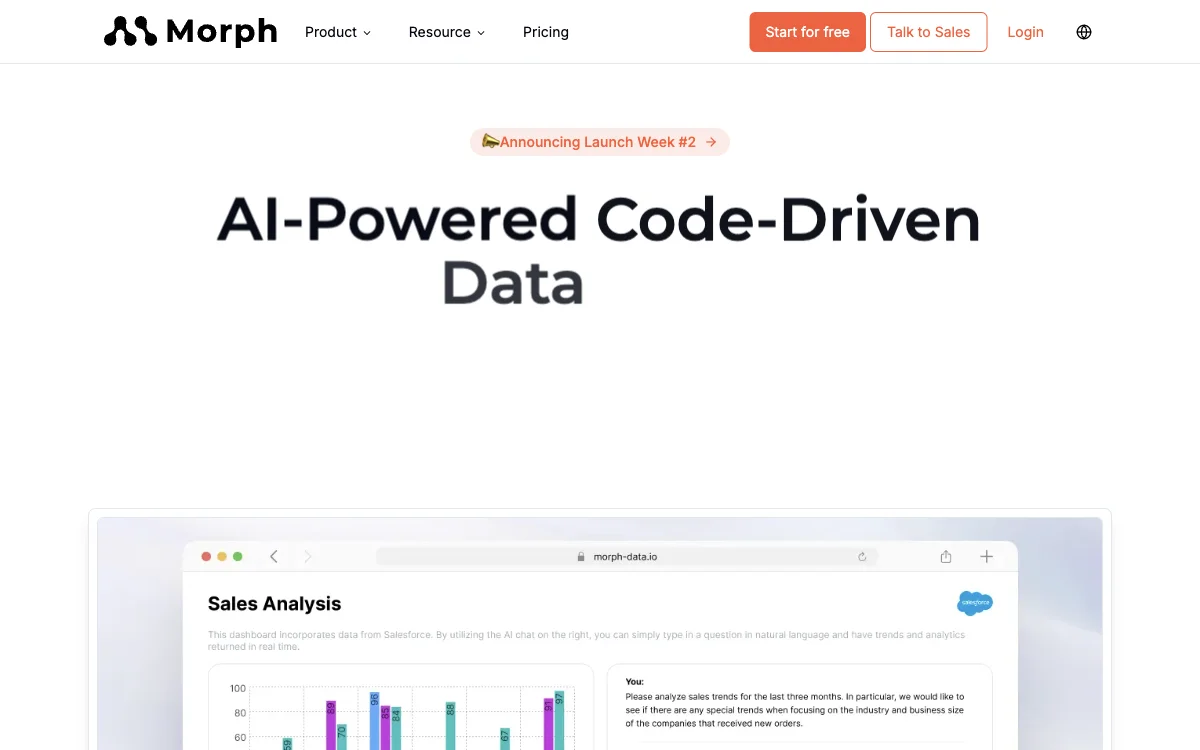 मॉर्फ - AI संचालित डेटा ऐप्स के साथ कोड