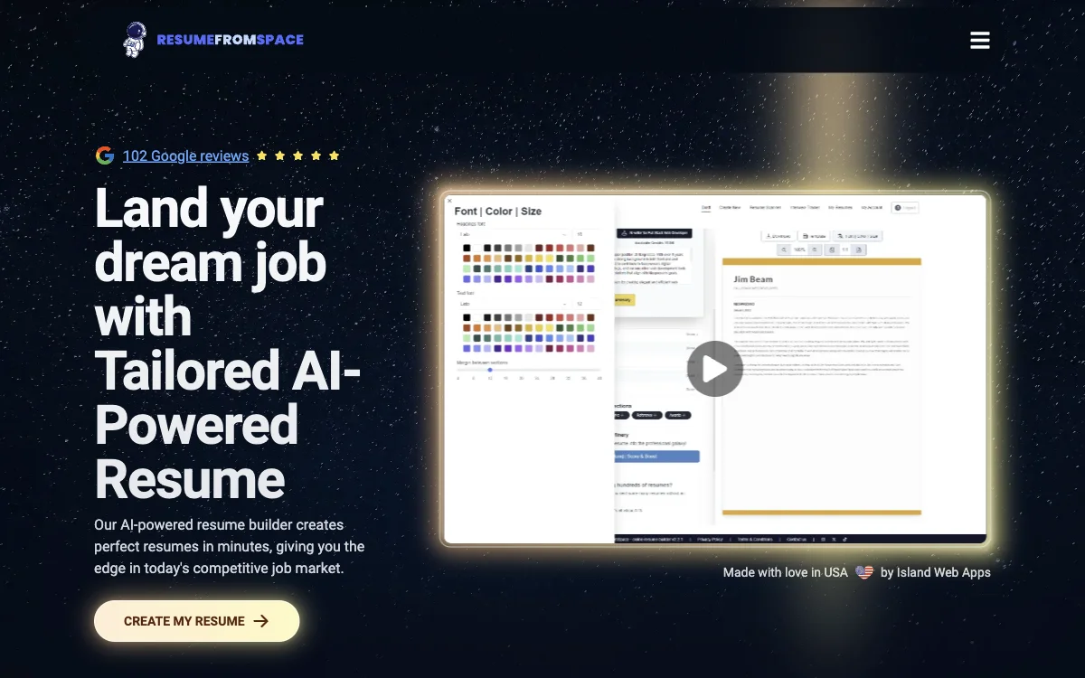ResumeFromSpace - AI-возбужденный генератор резюме для успешной карьеры