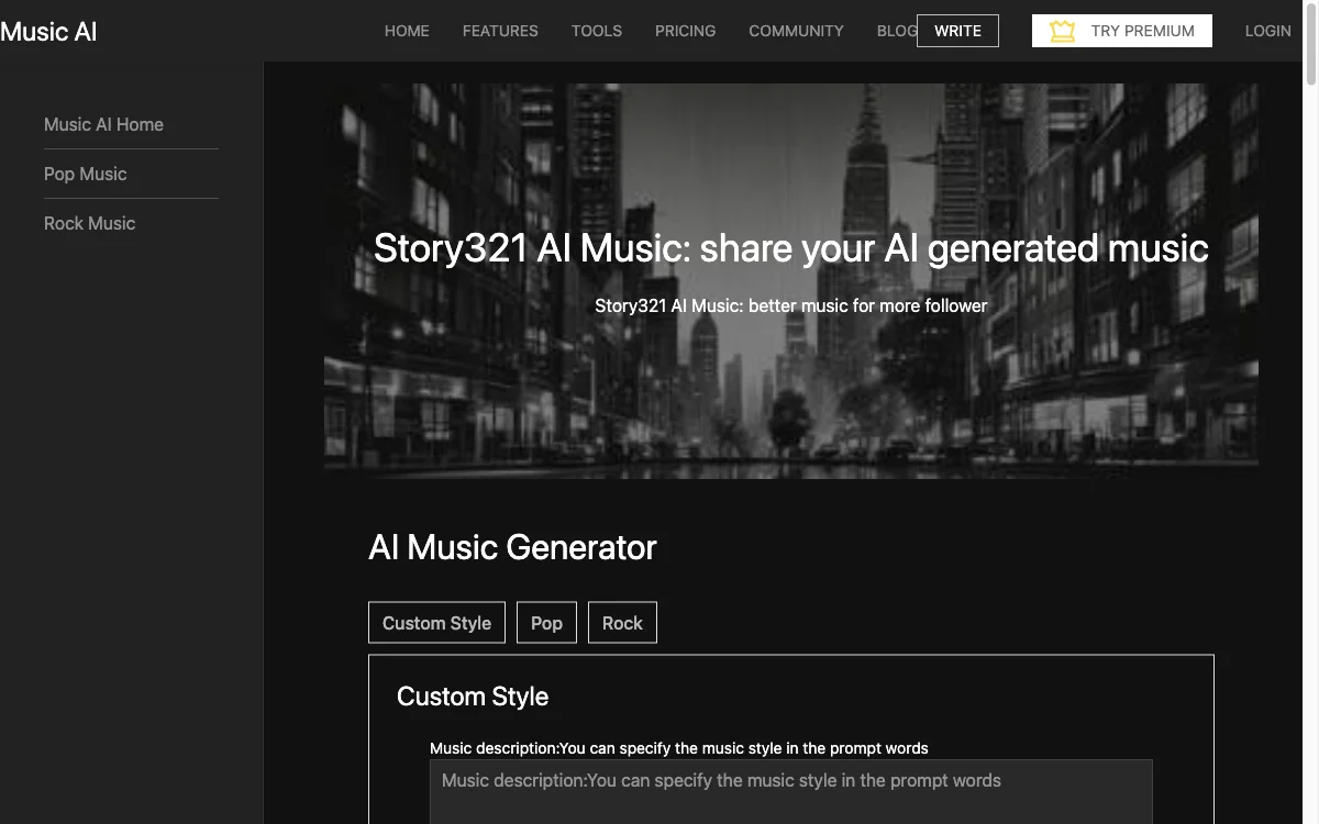 Story321 Music AI: เพลงด้วย AI สำหรับเพิ่มผู้ติดตาม - Music AI