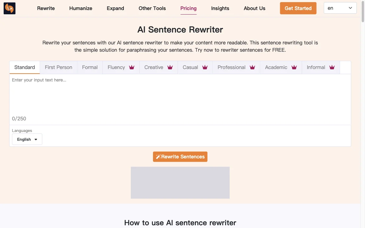 AI Sentence Rewriter - 提升句子清晰度和可读性的在线工具