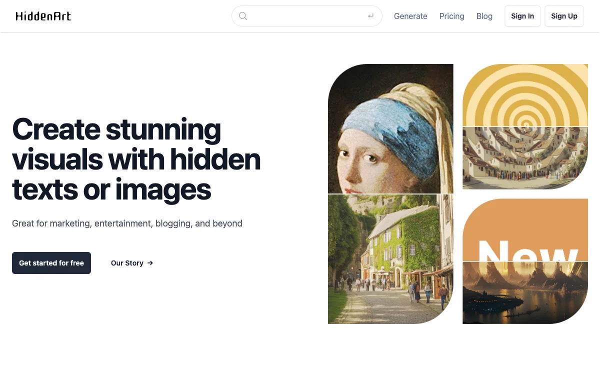 HiddenArt.AI：AI驱动的视觉创作工具，生成隐藏文本或图像的惊艳效果