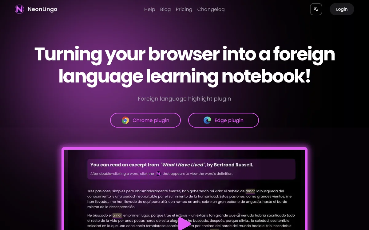 NeonLingo: The AI-Powered Plugin for Effortless Foreign Language Learning